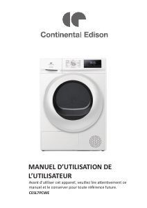 Mode d’emploi Continental Edison CESL7PCWE Sèche-linge