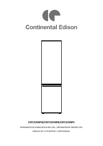 Mode d’emploi Continental Edison CEFC225NFS Réfrigérateur combiné