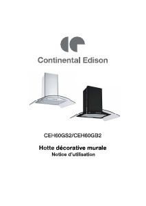 Mode d’emploi Continental Edison CEH60GB2 Hotte aspirante