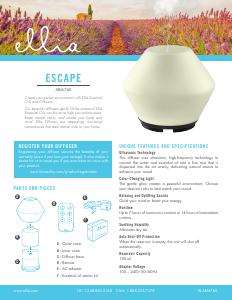 Bruksanvisning Ellia ARM-760 Escape Aromspridare