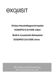 Manual Exquisit EGSP56312-E-030E Dishwasher