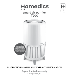 Manual de uso Homedics AP-T200 Purificador de aire