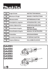 Manual Makita GA5094 Angle Grinder