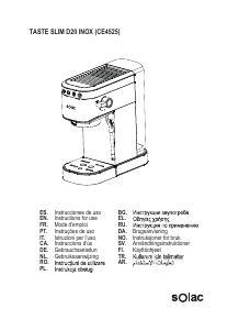 Manual Solac CE4525 Taste Slim D20 Inox Espresso Machine