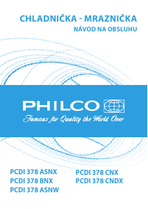 Návod Philco PCDI 378 ASNX Chladnička s mrazničkou