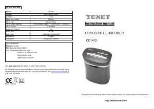 Manual Texet CD1412 Paper Shredder