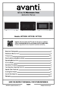Mode d’emploi Avanti MT7V0WTH Micro-onde