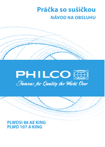 Návod Philco PLWDSI 86 AE King Práčka so sušičkou