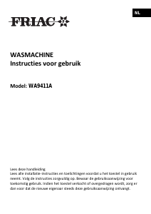 Mode d’emploi Friac WA 9411 A Lave-linge