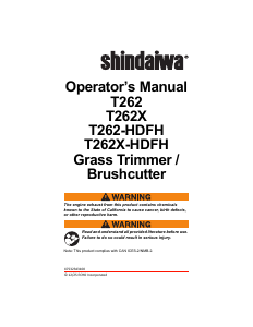 Bruksanvisning Shindaiwa T262-HDFH Grästrimmer