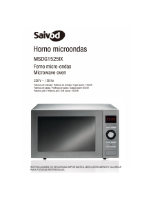 Manual de uso Saivod MSDG-1525IX Microondas
