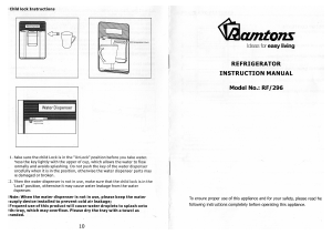 Handleiding Ramtons RF/296 Koelkast