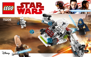 Manual Lego set 75206 Star Wars Pack de combate Jedi e clone troopers