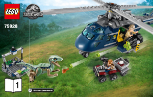 Manual de uso Lego set 75928 Jurassic World Persecución en helicóptero de Blue