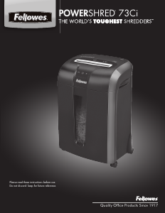 Manual Fellowes 73Ci Powershred Paper Shredder