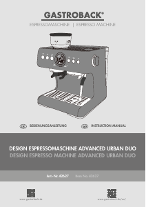 Handleiding Gastroback 42627 Advanced Urban Duo Espresso-apparaat