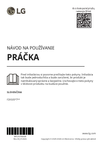 Návod LG F2X50S8TBB Práčka