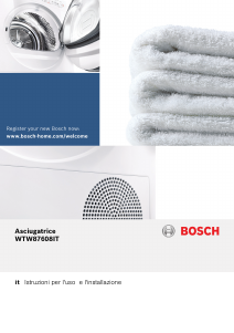 Manuale Bosch WTW87608IT Asciugatrice