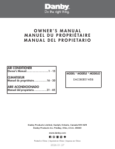 Manual de uso Danby DAC080EE1WDB Aire acondicionado