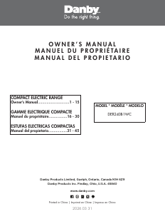Manual de uso Danby DER240B1WC Cocina