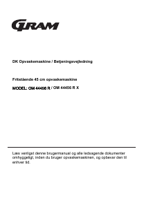 Brugsanvisning Gram OM 44456 R Opvaskemaskine