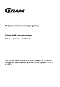 Brugsanvisning Gram OM 64215 X Opvaskemaskine