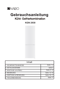 Bedienungsanleitung NABO KGN 2930 Kühl-gefrierkombination