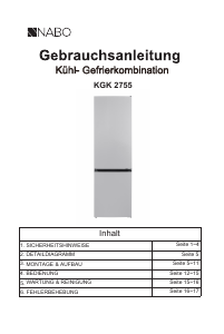 Bedienungsanleitung NABO KGK 2755 Kühl-gefrierkombination