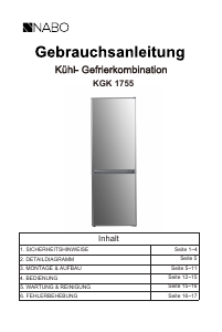 Bedienungsanleitung NABO KGK 1755 Kühl-gefrierkombination