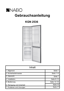 Bedienungsanleitung NABO KGN 2536 Kühl-gefrierkombination