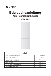 Bedienungsanleitung NABO KGK 2750 Kühl-gefrierkombination