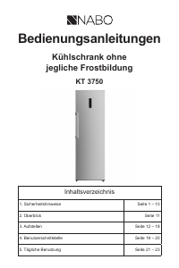 Bedienungsanleitung NABO KT 3750 Kühlschrank