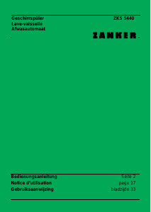 Bedienungsanleitung Zanker ZKS 5440 W Geschirrspüler