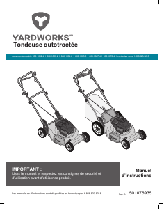 Mode d’emploi Yardworks 060-1664-0 Tondeuse à gazon