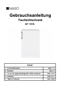 Bedienungsanleitung NABO KT 1510 Kühlschrank
