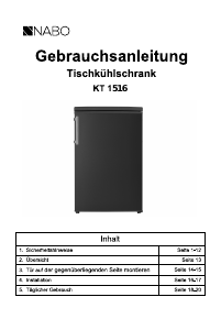 Bedienungsanleitung NABO KT 1516 Kühlschrank