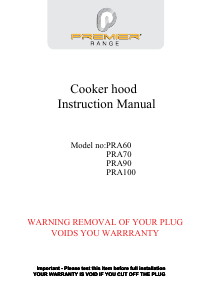 Manual Premier PRA60 Cooker Hood