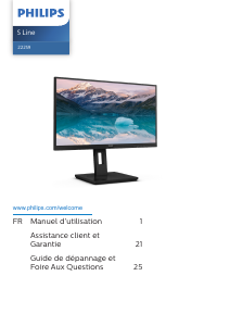 Mode d’emploi Philips 222S9JML S Line Moniteur LED