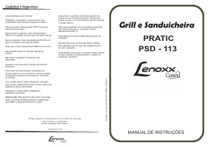 Manual Lenoxx PSD-113 Pratic Grelhador de contacto