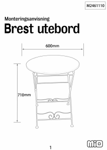 Használati útmutató Mio Brest Kerti asztal