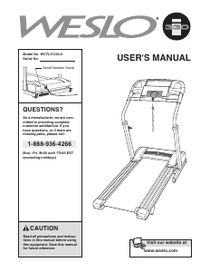 Manual Weslo 330i Treadmill