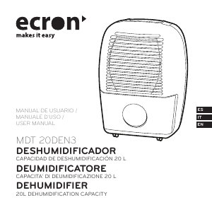 Manuale Ecron MDT 20DEN3 Deumidificatore