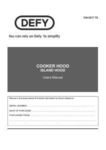 Manual Defy DCH 322 Cooker Hood