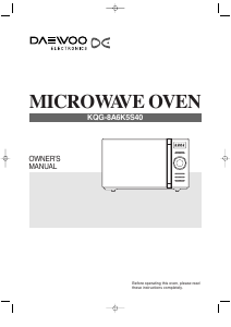 Manual Daewoo KQG-8A6K5S40 Microwave