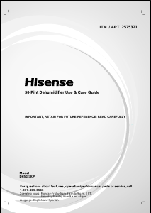 Bruksanvisning Hisense DH5023KP Avfuktare