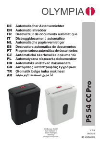 Kullanım kılavuzu Olympia PS 54 CC Pro Kağıt öğütücü