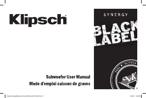 Mode d’emploi Klipsch Synergy Black Label Sub-100 Caisson de basses