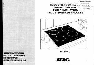 Mode d’emploi ATAG HI270C Table de cuisson