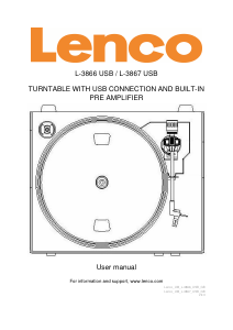 Manual Lenco L-3866 USB Turntable