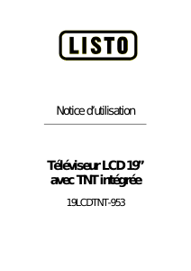 Mode d’emploi Listo 19LCDTNT-953 Téléviseur LCD